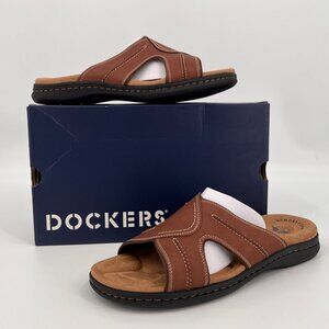 Dockers Sunland Slide Sandals Size 14M Rust Brown Faux Leather Upper Casual